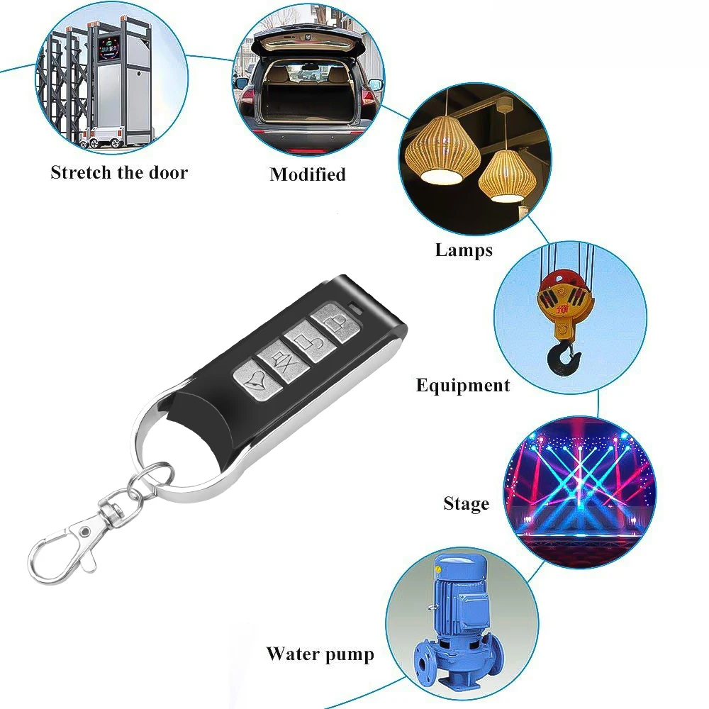 4 Buttons 433MHZ Garage Gate Door Remote Control Copy Remote Garage Door Opener 4 Channel Duplicator RF Transmitter Keychain Car
4 Buttons 433MHZ Garage Gate Door Remote Control Copy Remote Garage Door Opener 4 Channel Duplicator RF Transmitter Keychain Car