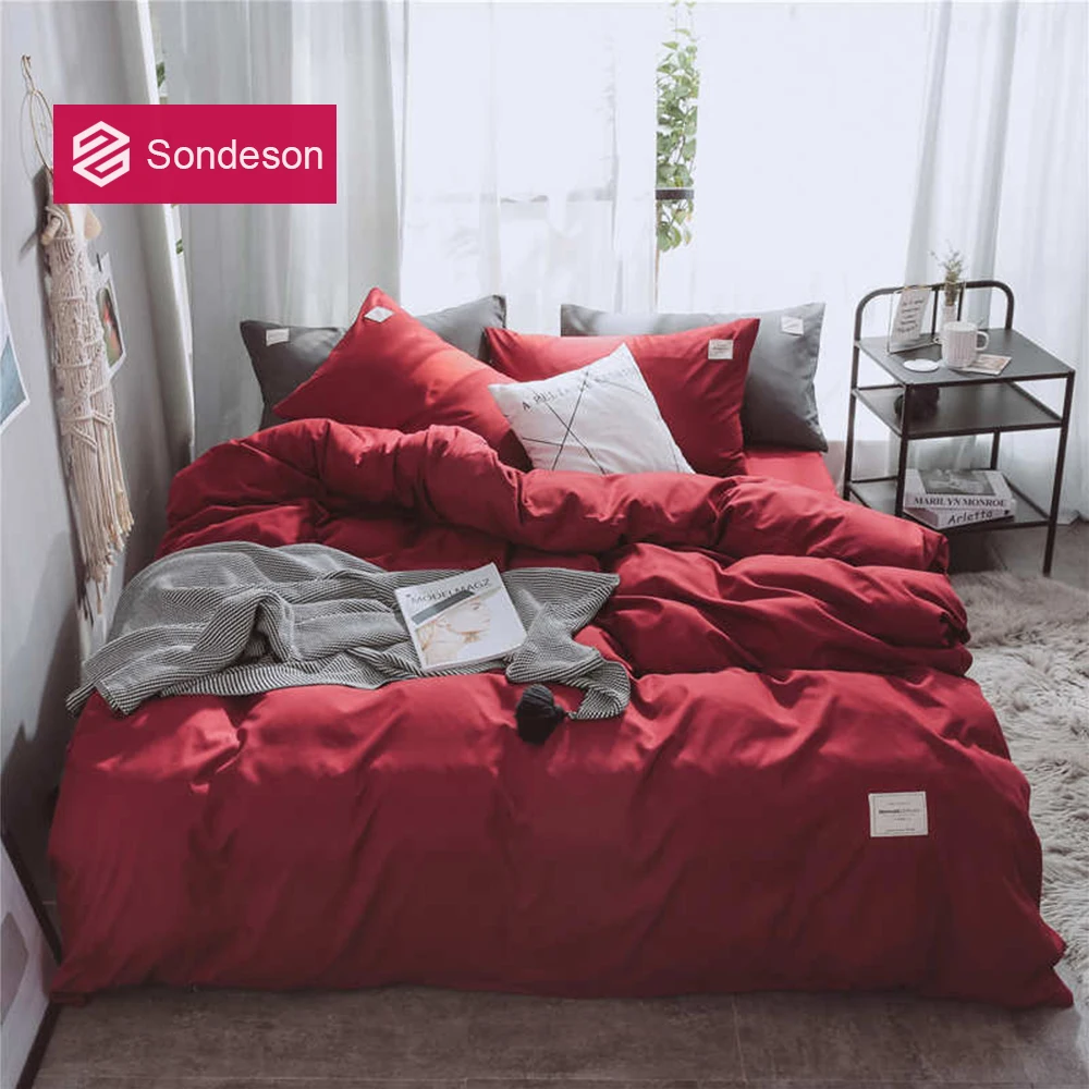 Sondeson Fashion Simple Style Home Wine Red Bedding Set Soft Printed Duvet Cover Set Flat Sheet Double Queen King For Women Man
Sondeson Fashion Simple Style Home Wine Red Bedding Set Soft Printed Duvet Cover Set Flat Sheet Double Queen King For Women Man