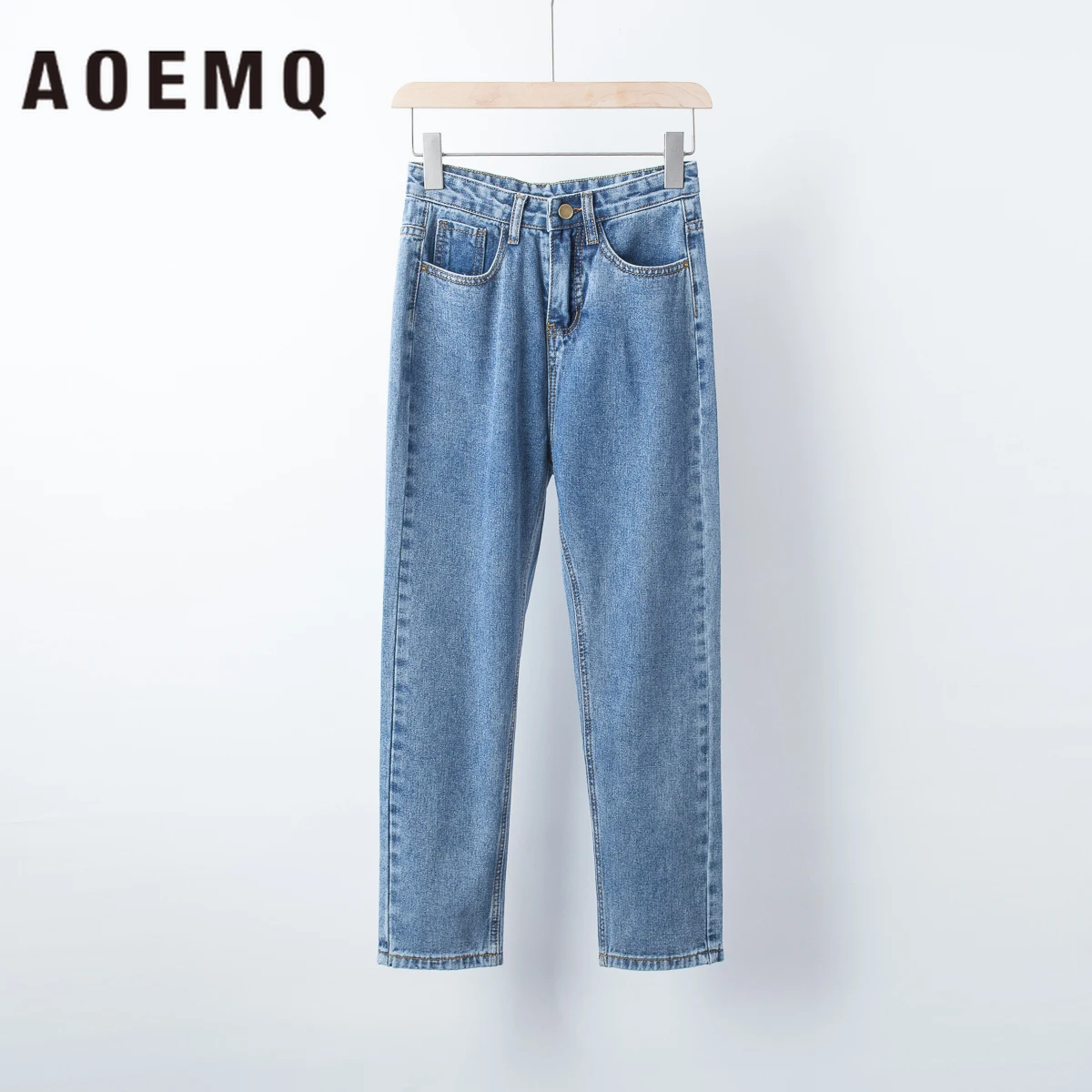 AOEMQ темно-синие брюки для девушек свободные свиданий большие размеры одежда