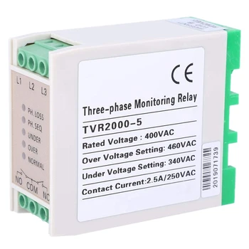 400VAC Three-Phase Power Relay, 5A Voltage Monitoring Relay Phase Sequence Protection Relay, for Electric Motor, Distribution Bo 
400VAC Three-Phase Power Relay, 5A Voltage Monitoring Relay Phase Sequence Protection Relay, for Electric Motor, Distribution Bo