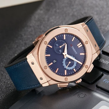 Men's New Quartz Watches Waterproof Chronograph Casual Luminous Hands Pointer Wrist Watch Man Leather Strap Relogios Blue TODO 
Men's New Quartz Watches Waterproof Chronograph Casual Luminous Hands Pointer Wrist Watch Man Leather Strap Relogios Blue TODO