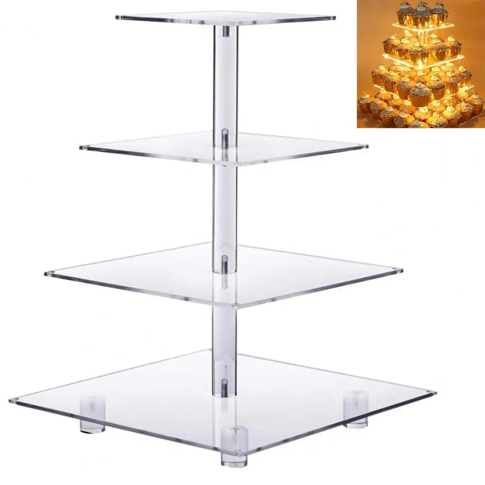 4 Tiers LED Light Cake Stand Acrylic Cake Display Stand Transparent Tray Cupcake Holder Wedding Birthday Cake Rack Decor Tools 4 Tiers LED Light Cake Stand Acrylic Cake Display Stand Transparent Tray Cupcake Holder Wedding Birthday Cake Rack Decor Tools