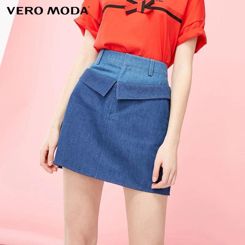 Vero Moda завышенной талией двойным поясом Джинсовая юбка | 319237514 Женская одежда