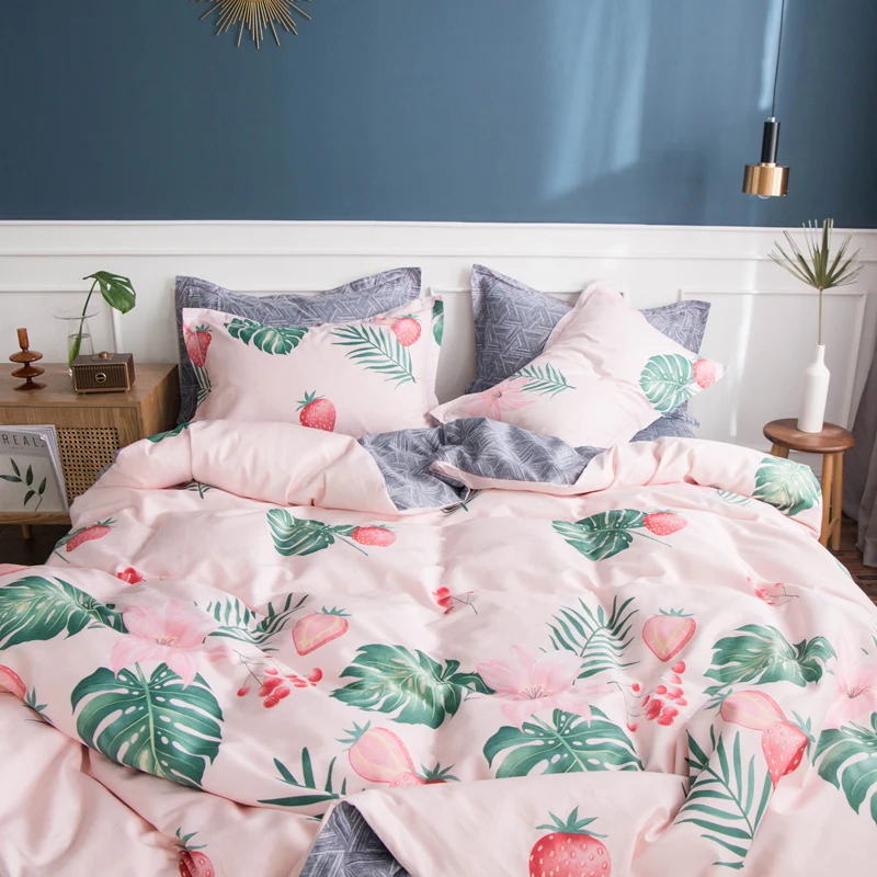 Fashion Printed Cotton Bedding Set 4pcs Quilt Cover Sheets Pillowcase Leaf Strawberry Printing Duvet Cover Bedding Textile Sets
Fashion Printed Cotton Bedding Set 4pcs Quilt Cover Sheets Pillowcase Leaf Strawberry Printing Duvet Cover Bedding Textile Sets
