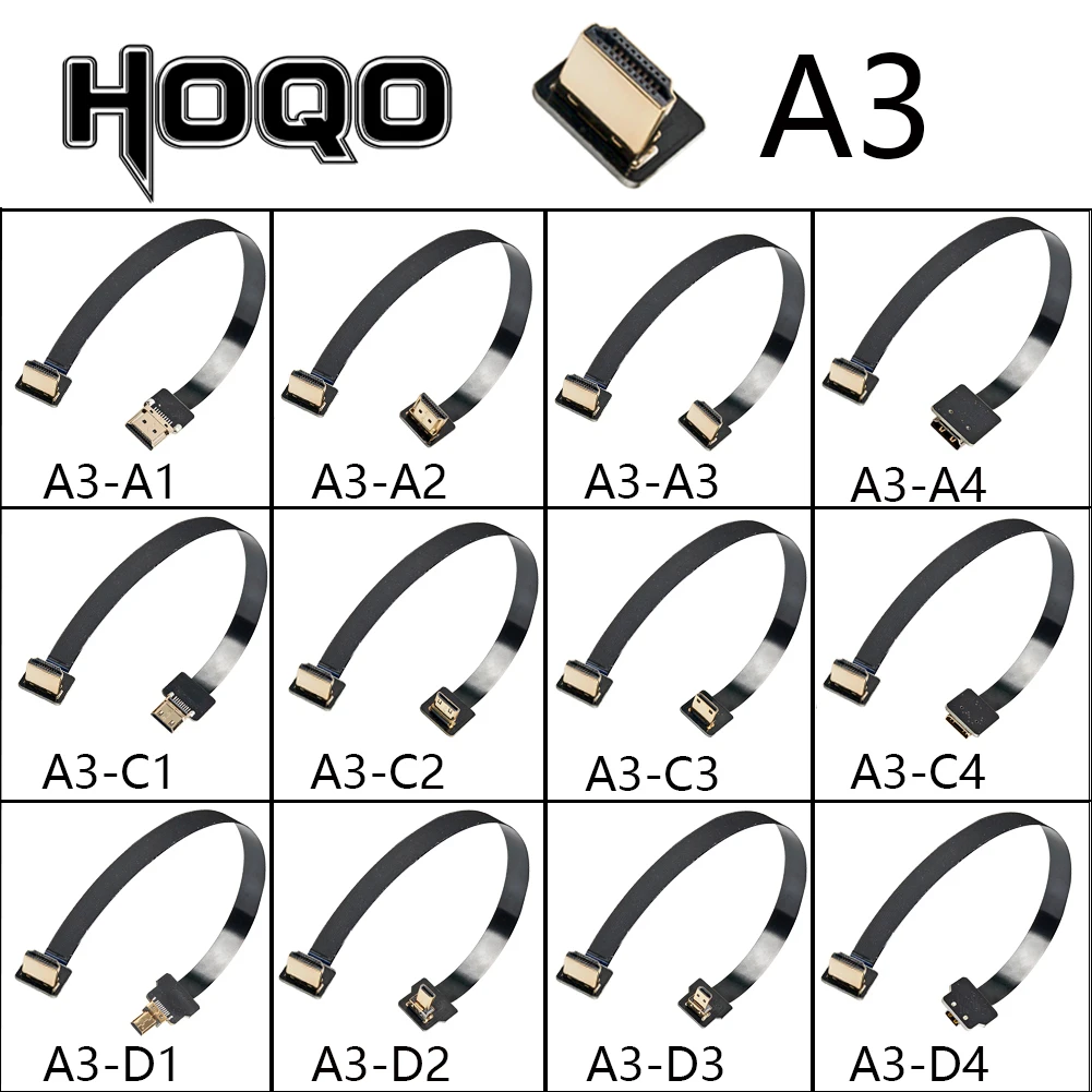 HOQO A3 Cabo FPV micro HDMI-compatible flexible flat cable mini hdmi to hdmi ffc female 20pin 0.5mm fpc for GoPro Raspberry Pi 4
HOQO A3 Cabo FPV micro HDMI-compatible flexible flat cable mini hdmi to hdmi ffc female 20pin 0.5mm fpc for GoPro Raspberry Pi 4