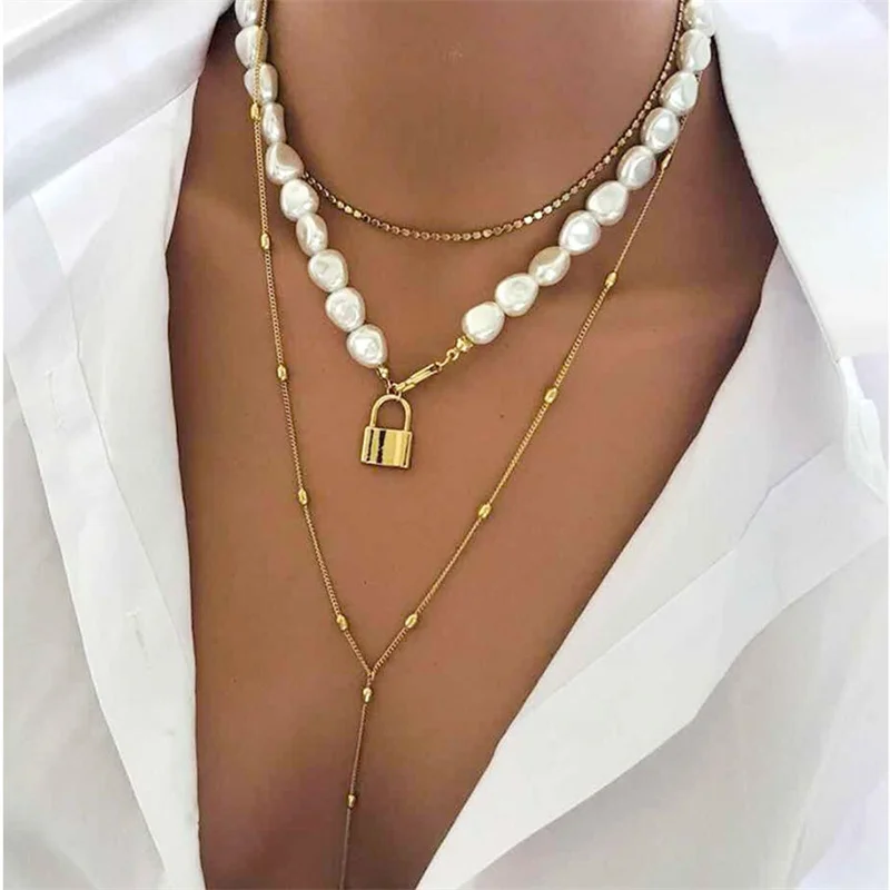 2Pcs/Set Elegant Multi Layer Imitation Pearl Choker Necklace Set Boho Lock Pendant Long Chain Neckklace Women Accessory Jewelry
2Pcs/Set Elegant Multi Layer Imitation Pearl Choker Necklace Set Boho Lock Pendant Long Chain Neckklace Women Accessory Jewelry
