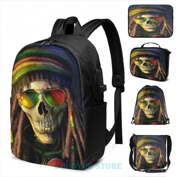 Funny Graphic print Rasta skeleton USB Charge Backpack men School bags Women bag Travel laptop bag
Funny Graphic print Rasta skeleton USB Charge Backpack men School bags Women bag Travel laptop bag