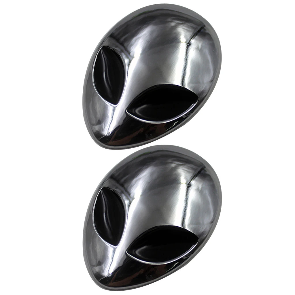 2 Pieces Chrome Auto 3D Emblem Badge Sticker, Alien Head Car Decal Universal for Cars Trucks Motorcycles 2 Pieces Chrome Auto 3D Emblem Badge Sticker, Alien Head Car Decal Universal for Cars Trucks Motorcycles