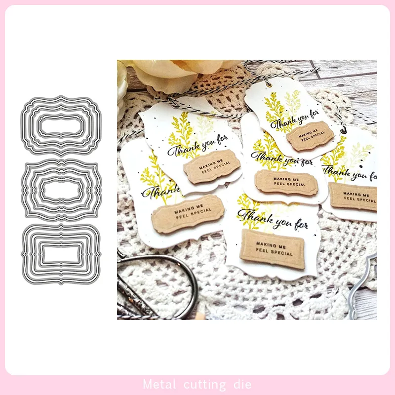 New Dies For 3Pcs multi-layer label frame Metal Cutting Dies Embossing Scrapbooking Stencil Craft Cut Dies For DIY Card Handmade
New Dies For 3Pcs multi-layer label frame Metal Cutting Dies Embossing Scrapbooking Stencil Craft Cut Dies For DIY Card Handmade