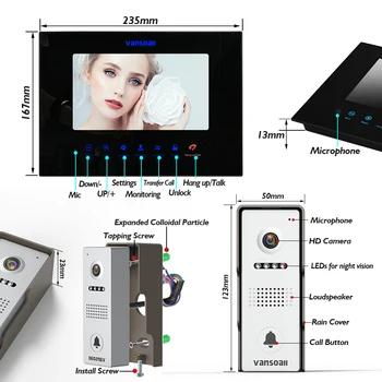 Video Intercom Kit Videophone Recorder House Doorbell Camera Walkie Talkie Indoor Monitor Door Phone Intercommunicador Unlock 
Video Intercom Kit Videophone Recorder House Doorbell Camera Walkie Talkie Indoor Monitor Door Phone Intercommunicador Unlock