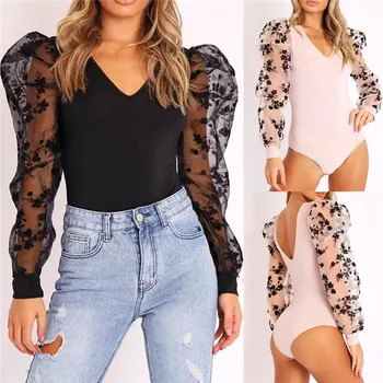 Sexy Women Puff Long Sleeve Stretch Bodysuit Romper Jumpsuit Leotard OL Mesh Floral See Through Sleeve V-neck Patchwork Bodysuit
Sexy Women Puff Long Sleeve Stretch Bodysuit Romper Jumpsuit Leotard OL Mesh Floral See Through Sleeve V-neck Patchwork Bodysuit