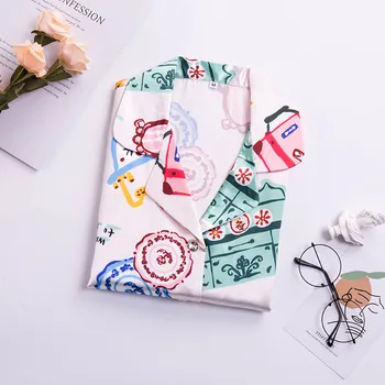 Summer Silk satin Women's Sleepwear Sexy Sleepdress cartoon print Ladies Cute Nightdress Home Dressing Gown Loose Nightgown 
Summer Silk satin Women's Sleepwear Sexy Sleepdress cartoon print Ladies Cute Nightdress Home Dressing Gown Loose Nightgown