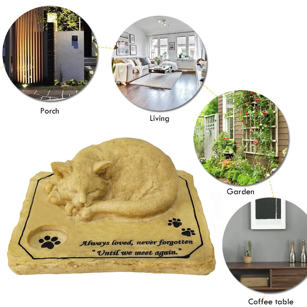 3D Cat Tombstone Creative Pet Kitten Grave Markers Resin Sympathy Loss of Cat Statue Garden Memorial Stone Decoration Gift 3D Cat Tombstone Creative Pet Kitten Grave Markers Resin Sympathy Loss of Cat Statue Garden Memorial Stone Decoration Gift