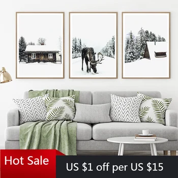 Moose Posters and Forest Christmas Mood Prints Art Snow Trees Canvas Painting Winter Landscape Wall Decor Pictures Room Decor 
Moose Posters and Forest Christmas Mood Prints Art Snow Trees Canvas Painting Winter Landscape Wall Decor Pictures Room Decor