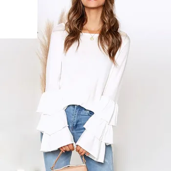 Chiffon Blouse White Women Tops Long Ruffles Sleeve O Neck Work Wear Shirts Elegant Lady Casual Blouses blusas Plus size 
Chiffon Blouse White Women Tops Long Ruffles Sleeve O Neck Work Wear Shirts Elegant Lady Casual Blouses blusas Plus size