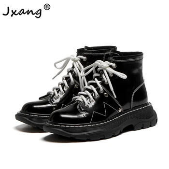 JXANG Fashion Trend Retro High quality women Cool personality lace up ankle boots woman Motorcycle Boot Girls black white
JXANG Fashion Trend Retro High quality women Cool personality lace up ankle boots woman Motorcycle Boot Girls black white
