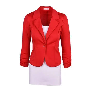 Women Notched Blazer Solid Color Slim Cardigan Suit Fashion Half-sleeved Commuter Single Button Blazer
Women Notched Blazer Solid Color Slim Cardigan Suit Fashion Half-sleeved Commuter Single Button Blazer
