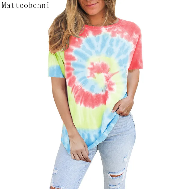 Tie-dye Printed O-neck Short-sleeved T-shirt Ladies oversized tops 2020 Summer Womens fashion Loose Casual Tee Shirts Streetwear
Tie-dye Printed O-neck Short-sleeved T-shirt Ladies oversized tops 2020 Summer Womens fashion Loose Casual Tee Shirts Streetwear