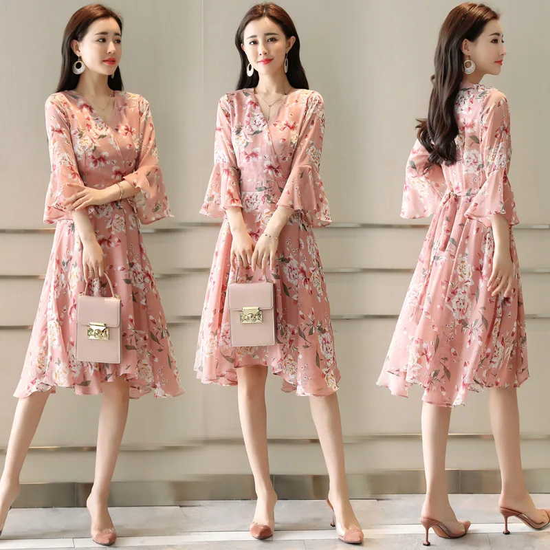 2018 Summer New Style Slim Fit Simple Short Sleeve Korean-style Popular Slim Fit Slimming Elegant Chiffon Bell Sleeve Printed
2018 Summer New Style Slim Fit Simple Short Sleeve Korean-style Popular Slim Fit Slimming Elegant Chiffon Bell Sleeve Printed