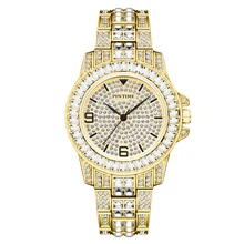 

New Style Men Women Luxury Diamond Gold Watch Iced Out Baguette Shinning Quartz Wristwatch Casual Dress Party Clock Montre