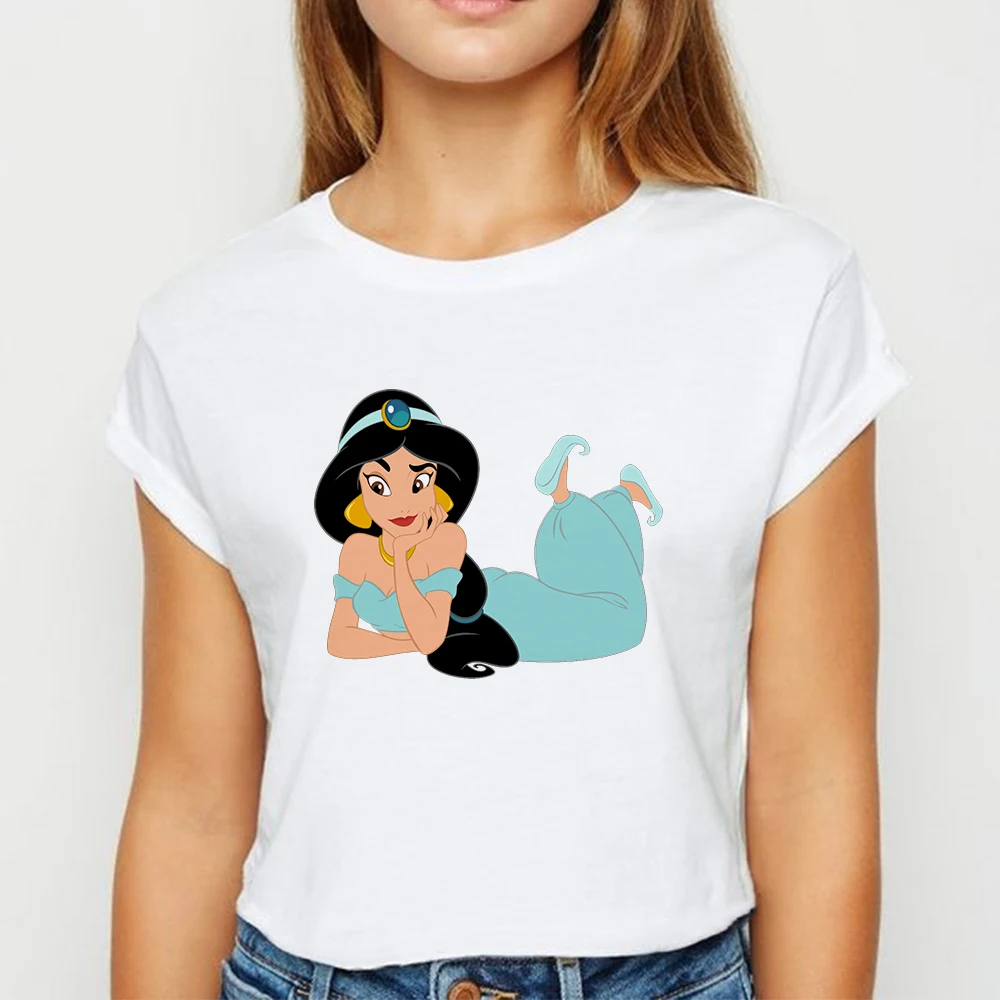 New T shirt Women Princess Jasmine Tshirt Plus Size ropa mujer Hipster Summer Cartoon Printing Design Top Round Neck T-shirts
New T shirt Women Princess Jasmine Tshirt Plus Size ropa mujer Hipster Summer Cartoon Printing Design Top Round Neck T-shirts