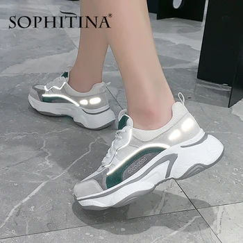 SOPHITINA Ladies Sport Shoes Concise Round Toe Popular Mesh Genuine Leather Handmade Luminous Shoes Casual Sneakers Women MO520 
SOPHITINA Ladies Sport Shoes Concise Round Toe Popular Mesh Genuine Leather Handmade Luminous Shoes Casual Sneakers Women MO520