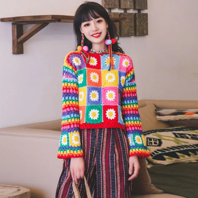 TIYIHAILEY Free Shipping 2021 High Quality Full Sleeve Spring And Autumn Short Sweaters Colorful Tops Hand Made Knitted Crochet
TIYIHAILEY Free Shipping 2021 High Quality Full Sleeve Spring And Autumn Short Sweaters Colorful Tops Hand Made Knitted Crochet