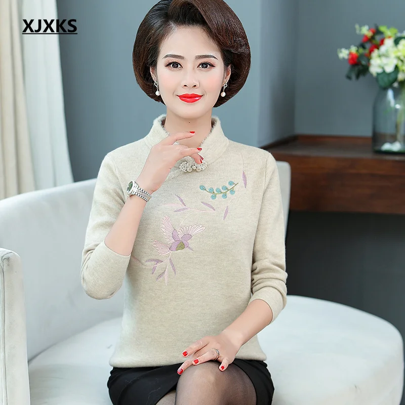 XJXKS 2022 winter new plus cashmere warm women sweater fashion embroidery high-end cashmere knitted sweater women pullover
XJXKS 2022 winter new plus cashmere warm women sweater fashion embroidery high-end cashmere knitted sweater women pullover
