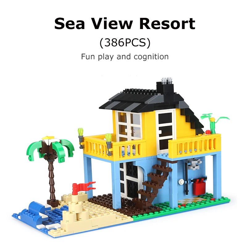 DIY Assembly Bricks 386PCS Sea View Holiday Home Building Blocks Construction Building Creative Educational Block Toys For Kids
DIY Assembly Bricks 386PCS Sea View Holiday Home Building Blocks Construction Building Creative Educational Block Toys For Kids