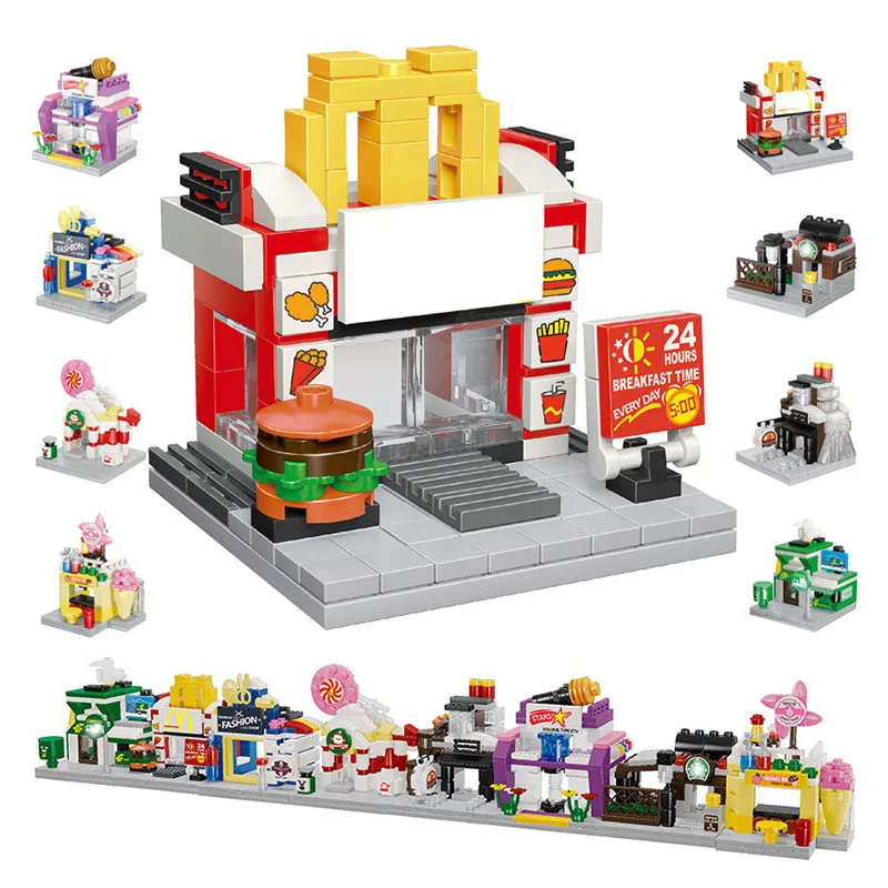 City Mini Street View Series Toy Retail Store Fast Food Candy Pizza 3d Model Building Block Brick Miniature For Children Gift
City Mini Street View Series Toy Retail Store Fast Food Candy Pizza 3d Model Building Block Brick Miniature For Children Gift