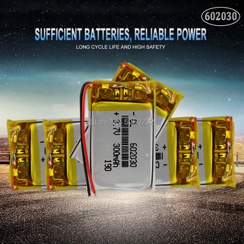 10pc 300mAh 3.7V 602030 li-lon polymer Rechargeable battery For Bluetooth Speaker MP3 MP4 Smart Watch wireless card Selfie stick 
10pc 300mAh 3.7V 602030 li-lon polymer Rechargeable battery For Bluetooth Speaker MP3 MP4 Smart Watch wireless card Selfie stick