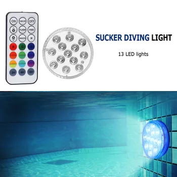 13 LED Light with Magnet Suction Cup Swimming Submersible Portable Outdoor Elements Swimming Pool RF Remote Control
13 LED Light with Magnet Suction Cup Swimming Submersible Portable Outdoor Elements Swimming Pool RF Remote Control