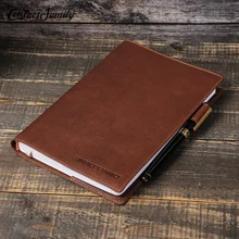 

Contacts family A5 B5 Book Cover Bag Cowhide Leather Notebook Case Handmade Office School Travel Diary Retro book accessories