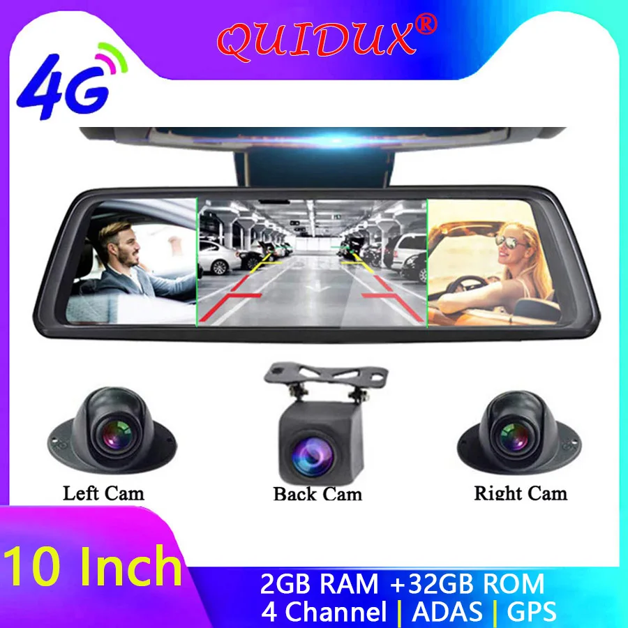 QUIDUX 4CH Cameras lens 10" Android Navi 1080P car camera with gps rearview mirror 4G ADAS dvr drive recorder WIFI RAM2GB+ROM32G
QUIDUX 4CH Cameras lens 10" Android Navi 1080P car camera with gps rearview mirror 4G ADAS dvr drive recorder WIFI RAM2GB+ROM32G