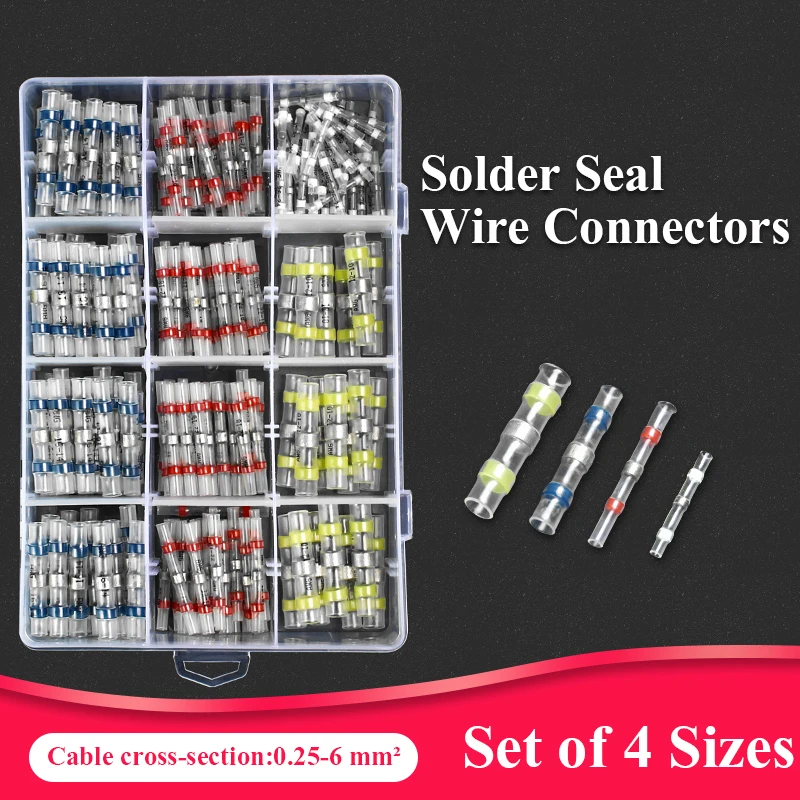 300Pcs Heat Shrink Butt Crimp Terminals Waterproof Solder Seal Electrical Butt Connectors Set Wire Cable Splice Terminal Kit
300Pcs Heat Shrink Butt Crimp Terminals Waterproof Solder Seal Electrical Butt Connectors Set Wire Cable Splice Terminal Kit