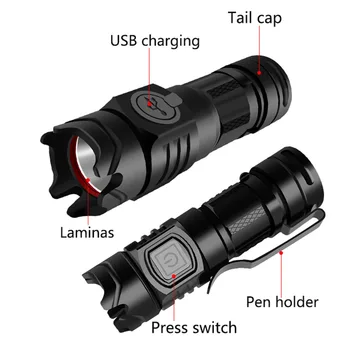 USB Rechargable Portable Mini LED Flashlight Lighting Mode Zoom 800 Lumen Waterproof Torch Lamp for Night Lighting
USB Rechargable Portable Mini LED Flashlight Lighting Mode Zoom 800 Lumen Waterproof Torch Lamp for Night Lighting