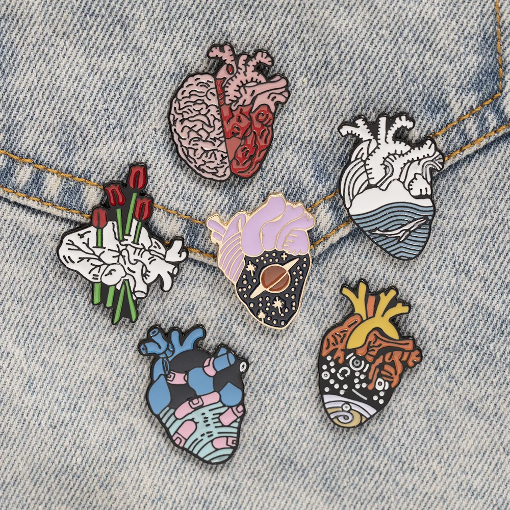 Anatomical Heart Enamel Pins Medical Anatomy Brooch Pin for Doctor and Nurse Lapel Badge Jewelry Brooches Gift | Украшения и