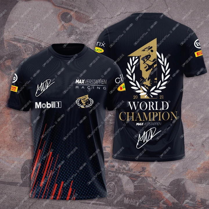 Футболка мирового чемпиона по водителям F1 2021 летняя дышащая футболка с фанатом