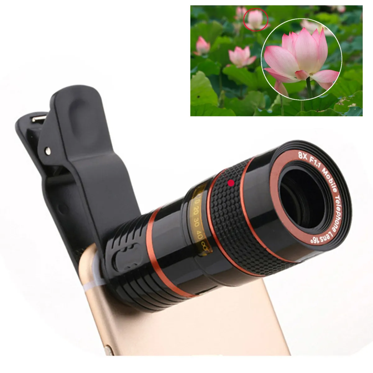 LEORY 8X Zoom Magnifier Optical Telescope Camera Lens W/Clip for Mobile Phone Micro Lens for Mobile Phone Long Focal Lens
LEORY 8X Zoom Magnifier Optical Telescope Camera Lens W/Clip for Mobile Phone Micro Lens for Mobile Phone Long Focal Lens