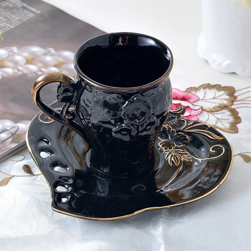 Luxury black glazed gold coffee mug with saucer, 3D embossed mugs Ceramic tea Cup Office Coffee Milk Cup Drinkware gift
Luxury black glazed gold coffee mug with saucer, 3D embossed mugs Ceramic tea Cup Office Coffee Milk Cup Drinkware gift