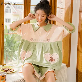 Pajama Sets Women Kawaii Ruffles Korean Oversize Casual Summer Cotton Womens Sleepwear Sweet Cartoon Girls Pregnant Homewear New
Pajama Sets Women Kawaii Ruffles Korean Oversize Casual Summer Cotton Womens Sleepwear Sweet Cartoon Girls Pregnant Homewear New