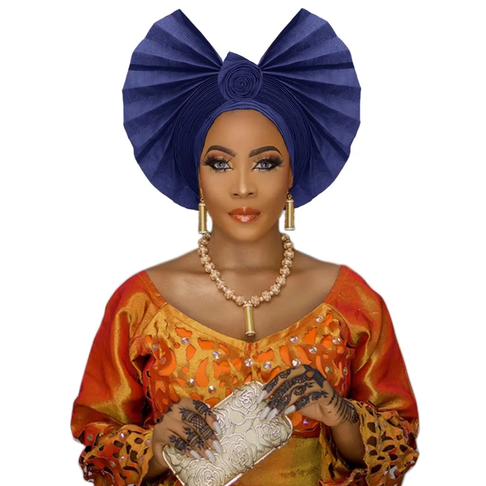 Beautiful African gele headwrap for wedding Ankara aso oke headtie handmade turban (17)
