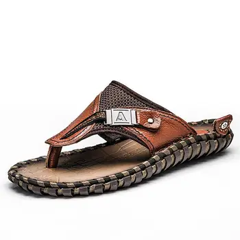 Brand Men's Luxury Flip Flops 2020 Genuine Leather Slippers Summer Beach Shoes For Men Fashion Outdoor Sandals Male Plus Size 48 
Brand Men's Luxury Flip Flops 2020 Genuine Leather Slippers Summer Beach Shoes For Men Fashion Outdoor Sandals Male Plus Size 48