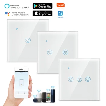 1PC WiFi Smart Light Switch Touch Wireless Remote Control ForAlexa Google Home Assistant EU/UK Plug TUYA Single Fire Switch
1PC WiFi Smart Light Switch Touch Wireless Remote Control ForAlexa Google Home Assistant EU/UK Plug TUYA Single Fire Switch