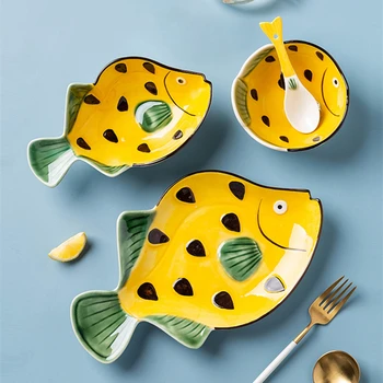 Cute Cartoon Baby Ceramic Tableware Fish Shape Pink Yellow Creative Personality Bowl Plate Spoon Set Home Kitchen Utensils
Cute Cartoon Baby Ceramic Tableware Fish Shape Pink Yellow Creative Personality Bowl Plate Spoon Set Home Kitchen Utensils