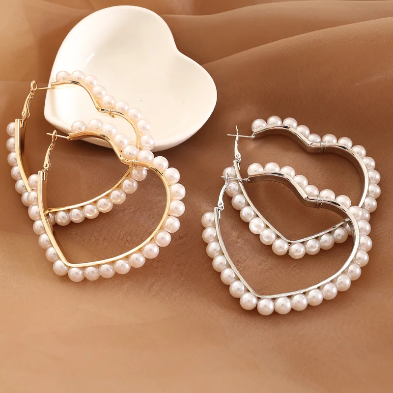 Heart Shape Earrings For Women Simulated Pearl Big Hoop Earrings Large Gometric Circle Earrings Wedding Jewelry Gifts
Heart Shape Earrings For Women Simulated Pearl Big Hoop Earrings Large Gometric Circle Earrings Wedding Jewelry Gifts