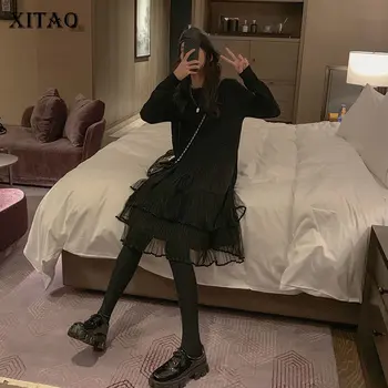XITAO Mesh Women Dress Fashion New 2019 Winter Black Elegant Small Fresh Patchwork Elegant Casual Loose Pleated Dress DMY1936 
XITAO Mesh Women Dress Fashion New 2019 Winter Black Elegant Small Fresh Patchwork Elegant Casual Loose Pleated Dress DMY1936