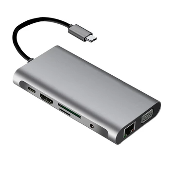 10 in 1 USB C Hub Type C Hub Adapter with 1000M RJ45 Ethernet 4K HDMI VGA USB 3.0 for
10 in 1 USB C Hub Type C Hub Adapter with 1000M RJ45 Ethernet 4K HDMI VGA USB 3.0 for