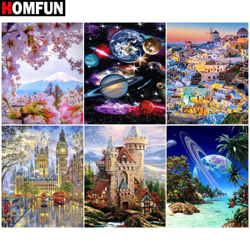 Алмазная 5D Вышивка HOMFUN набор для рукоделия Дом цветение персика планета алмазная