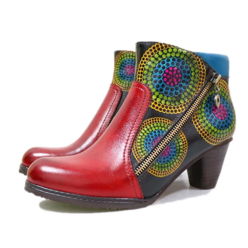 Retro Women Botas mujer Flower Genuine Leather Simple ZIP 3-5CM Thick High Heel Ankle Boots Shoes printing shoes for women 2023
Retro Women Botas mujer Flower Genuine Leather Simple ZIP 3-5CM Thick High Heel Ankle Boots Shoes printing shoes for women 2023